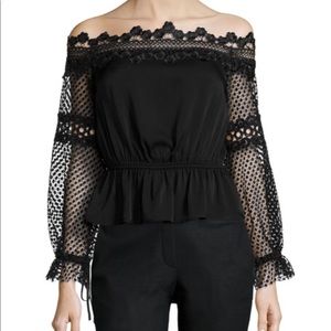 Self Portrait lace off shoulder top brand new